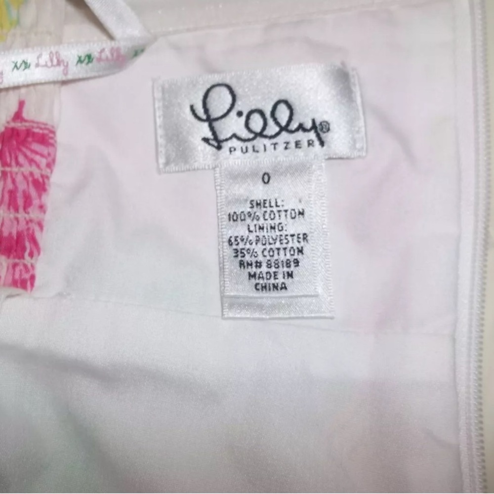LILLY PULITZER Seashell Print Smocked Cotton Strapless Lining Dress Size 0- XS - Picture 7 of 7